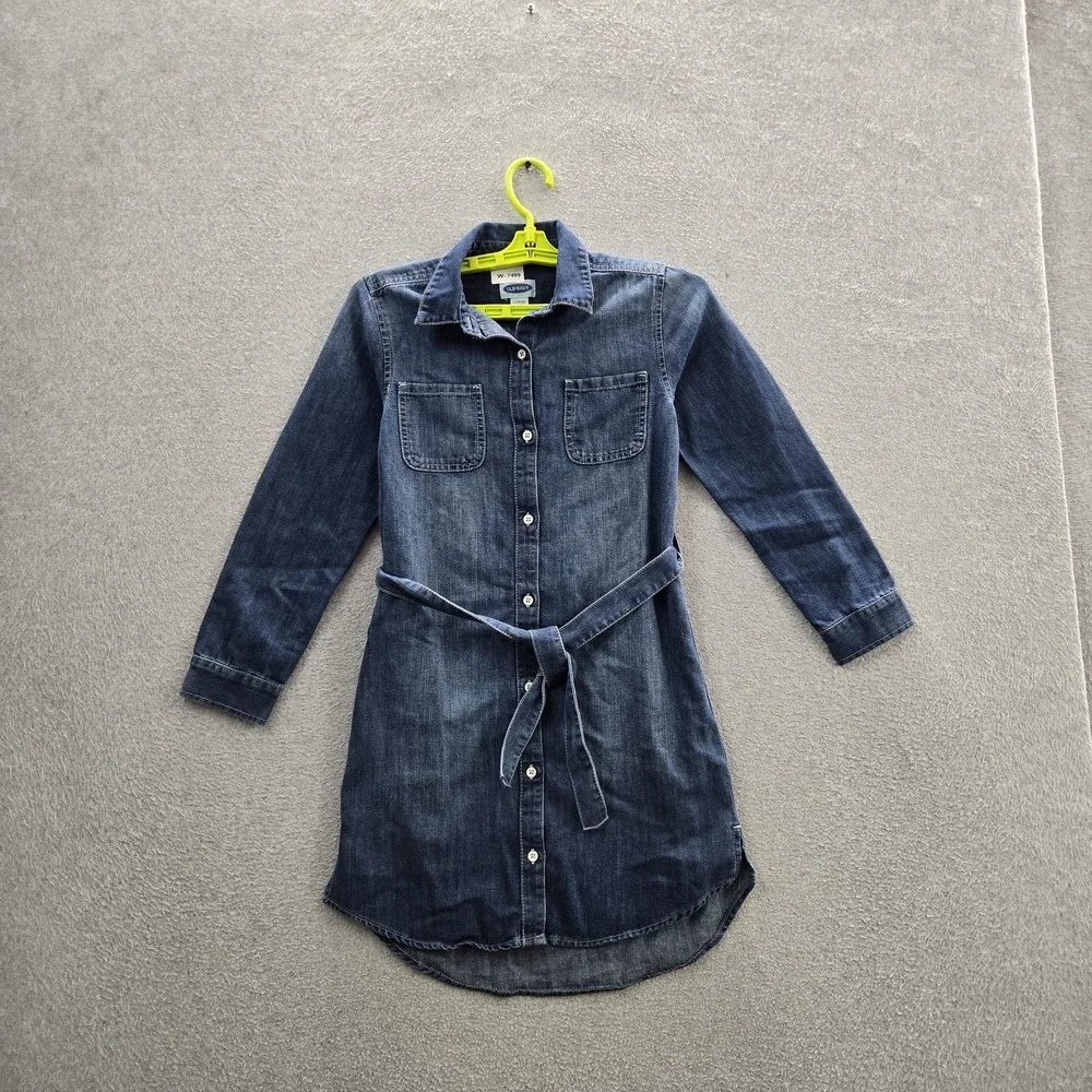 Old Navy Girls Dress L (10-12) Blue Denim Shirt Dress‎ Long Sleeve